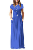 Royal Blue Casual Short/Long Sleeve Maxi Dress with Pockets - HAOMEILI | Women's Casual Dresses