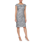 Charcoal Women's Midi Length Embroidered Dress - Alex Evenings | Women's Formal Dresses