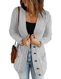 Women's Cabel Knitted V Neck Loose Chunky Long Sleeves Pockets Sweater Cardigan Jacket UK Size | Women's Cardigan