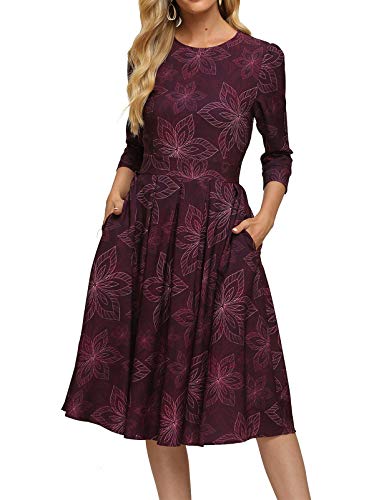 Zs Women's Floral Vintage Dress Elegant Midi Evening Dress Simple Flavor