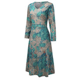 Women Dresses Promotion Sale Women Fashion Lady Knee Length Lapel Long Sleeve Printing Dress Plus Size Dress Party Dress Vintage Dress UK Size S - XXXXL | Original Brand | Women's Cocktail Dresses