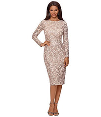 Womens Midi Long Sleeve Lace With Sequins