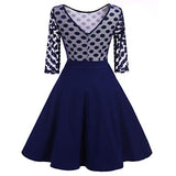 Ladies Retro Wave Point Hollowed Out Temperament Slim Dress Bodycon Dress Office Wear for Casual Club Cocktail Evening Gowns Work UK Size 8-26 | Women's Work Dresses