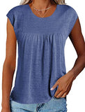 Women's Cap Sleeve T-Shirt Csual Solid Scoop Neck Light Breathable Knit Basic Top | Original Brand | Women's Tops and Blouses