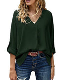 Womens Casual Sleeveless V Neck Cuffed Pleated Zip Up Chiffon Blouse Shirts | Women's Tops and Blouses