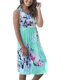 Women Summer Sleeveless Floral Print Racerback Midi Sun Dresses with Pocket