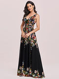 Sleeveless V-Neck Semi-Formal Maxi Evening Dress  - Sara Clothes