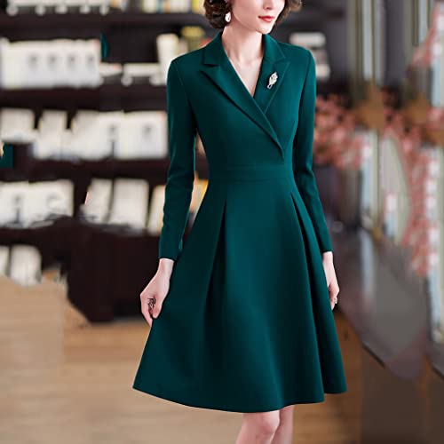 Dress Women Spring Autumn Fall Long Sleeve V Neck Slim A Line Dresses Original Brand