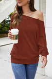Womens Tops Dressy Casual,Plus Size Tops for Wome Sexy Off the Shoulder Tops Casual Long Sleeve Shirts Relaxed Fit Cold Shoulder Pullover Sweater (XL, Burnt Orange) | Women's Sweaters