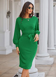 Women's Bodycon Pencil Dress Office Wear to Work Dresses with Pocket Belt | Women's Work Dresses