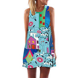 Women's Tuduz Floral Printed Sleeveless A-Line Casual Mini Dress