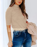 Oatmeal Ladies Tops Dressy Casual Fall Cute Tops Mock Turtleneck Business White T Shirts - LIYOHON Womens Fall Fashion | Women's Tops and Blouses