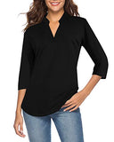 Women's 4-Mar Sleeve V Neck Tops Casual Tunic Blouse Loose Shirt | Women's Tops and Blouses
