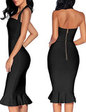 Women's V Neck Halter Fishtail Bandage Bodycon Dress Party