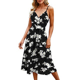 Summer Dress For Women Wrap V Neck Sleeveless Dress Floral Spaghetti Strap A Line Flowy Beach SunDress With Belt | Original Brand