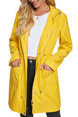 Raincoat Women, Fahsyee Rain Jacket Waterproof Raincoat Hooded Windbreaker Outdoor Long Active