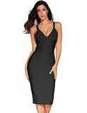 Women's Rayon Strap Mid-Calf Length Bandage Party Dress