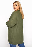 Khaki Essential Knitted Cardigan - Women's - Plus Size Curve | Women's Cardigan