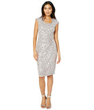 Women's Side Ruched Notch Neck Sequin Sheath Dress Special Occasion