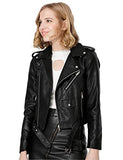 Jhichic Women's Faux Leather Textured Short Moto Jacket Zip-up Slim PU Biker Coat with Pockets | Women's Coat & Jacket