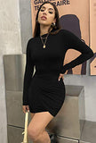 Women's Long Sleeve Elegant Sexy Bodycon Ruched Mini Cocktail Dress