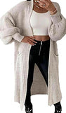 Women Knitted Cardigan Balloon Sleeve Open Front Winter Warm Maxi Long Cardigan | Women's Cardigan