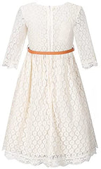 Girls' Lace Dress With Belt