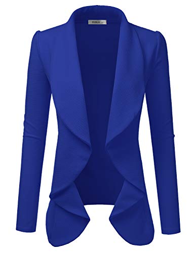 Draped Open Front Blazer for Women with Plus Size