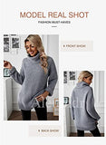 Aleumdr Womens Casual Winter Cozy Warm Turtleneck Long Sleeves Solid Printed Chunky Knit Pullover Sweater Jumper Grey Small | Women's Sweaters