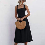 Women's Casual Summer Dress Vintage Print Knee Length Dress Sleeveless Loose Sling Dress Off Shoulder Vest Dress Casual Wear Party Beach Dresses | Women's Work Dresses