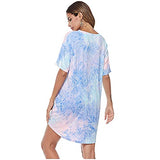 Women Tie Dye Dress Short Sleeve T Shirt Dress Floral Print Loose Mini Dress with Pockets