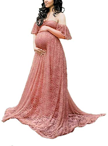 Photography Props Floral Lace Dress Fancy Pregnancy Gown For Baby Shower Photo Shoot