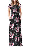 Print Black Casual Short/Long Sleeve Maxi Dress with Pockets - HAOMEILI | Women's Casual Dresses