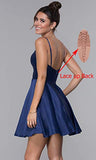 WuliDress Short Homecoming Dresses with Pockets A Line V Neck Satin Prom Formal Ball Gown