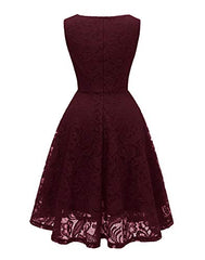 Women's Boatneck Lace Cocktail Party Dress Floral Short Prom Dress