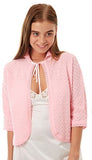 Ladies Knitted Traditional Front Tie Bed Jacket Bolero style ¾ Length sleeves Pink | Women's Cardigan