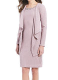 Women's Mock Jacket Dress With Beaded Neckline