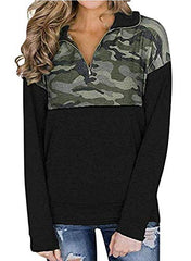 AlvaQ Women Quarter Zip Color Block Pullover Sweatshirt Tops with Pockets(S-XXL)