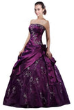 DLFASHION Strapless A-line Embroidered Taffeta Prom Dress