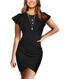 Women's Flutter Sleeve Tulip Hem Stretchy Bodycon Mini Dress