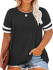 DOLNINE Plus-Size Tops for Women Short Sleeve Oversized Tunic Shirts