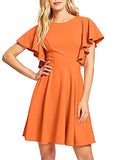 Coral Orange Women's Stretchy A Line Swing Flared Skater Cocktail Party Dress - Romwe | Women's Cocktail Dresses