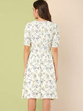 Women's Peter Pan Collar A-line Flowy Midi Chiffon Floral Dress | Original Brand