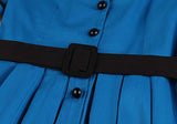 Women's Cotton Pleated Lapel Button up Shirt Vintage Office Dress | Original Brand | Women's Cocktail Dresses