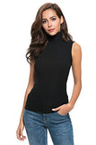 Women Sleeveless Mock Turtleneck Tank Tops Slim Fit Stretchy Layer Tee Shirts | Women's Tops and Blouses