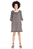 Women's Crepe Smocked Ruffled Sleeves Short Dress