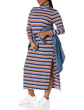 Women's Long Sleeve Turtleneck Ribbed Maxi Dress