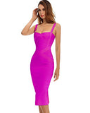 Women's Rayon Strap Celebrity Midi Evening Party Bandage Dress