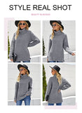 Aleumdr Womens Casual Winter Cozy Warm Turtleneck Long Sleeves Solid Printed Chunky Knit Pullover Sweater Jumper Grey Small | Women's Sweaters