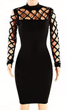 Women's Hollow Out Dress Bandage Clubwear Long Sleeve Bodycon Dresses